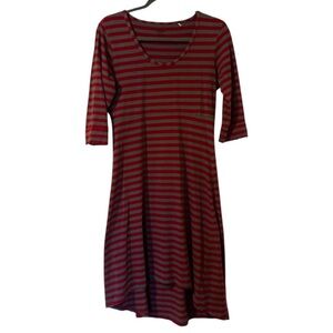 Toad and Co Dress Stripped Mid Length Sleeve High-low Women’s Small Horny Toad